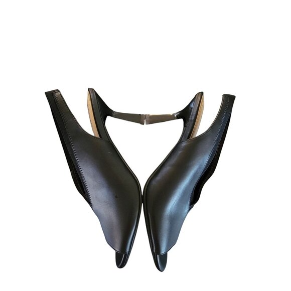 Alfani Ceal Black Slingback Peep-Toe Kitten Heel Shoes 10M - Picture 4 of 6